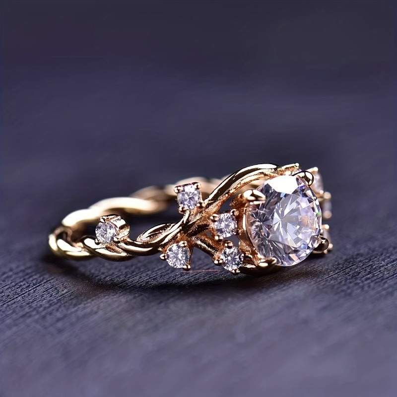 1pc Round Cut Moissanite 925 Silver Ring, Stylish Design